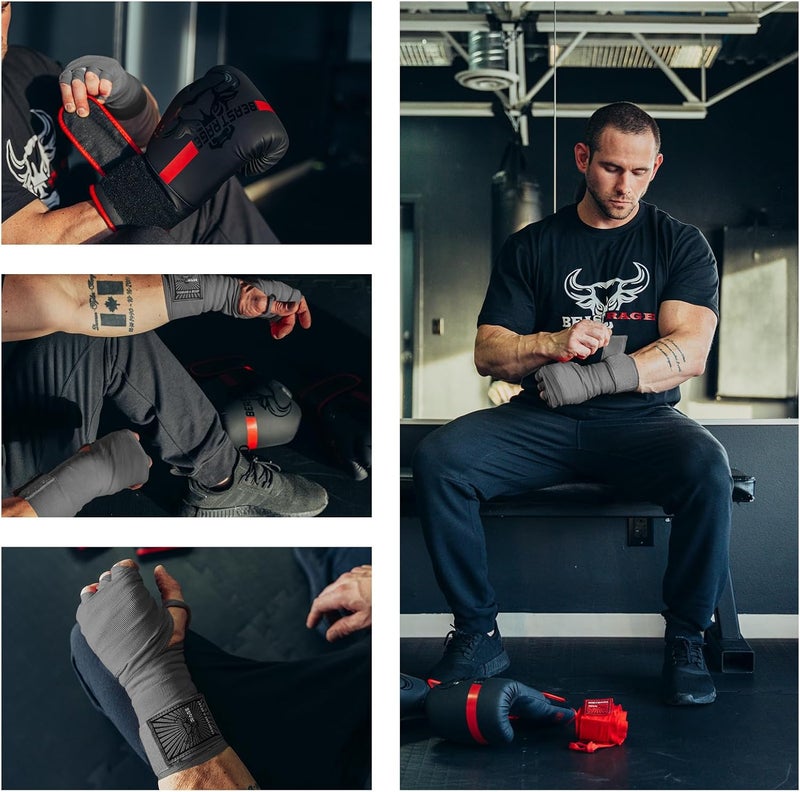 BEAST RAGE Boxing Hand Wraps for MMA Kickboxing Wrist Wraps Professional Adult 180" Semi-Elastic Martial Arts Inner Gloves Heavy Bag Handwraps Muay Thai Thumb Straps - Image 4
